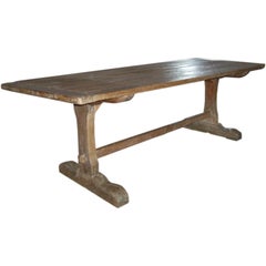 18th Century early American Rustic Pine Trestle Table