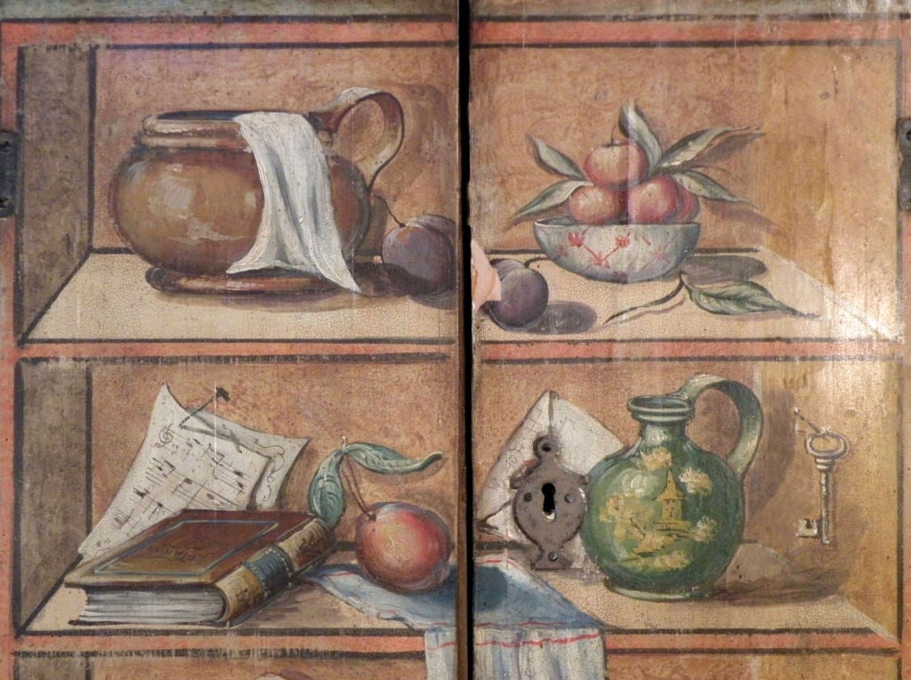 Dipinto Armadio neoclassico italiano del XIX secolo dipinto a trompe l'oeil in vendita
