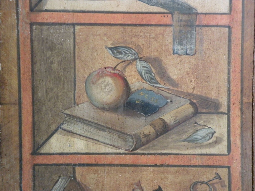 Pino Armadio neoclassico italiano del XIX secolo dipinto a trompe l'oeil in vendita
