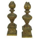 Pair of French Parcel Gilt  Finials