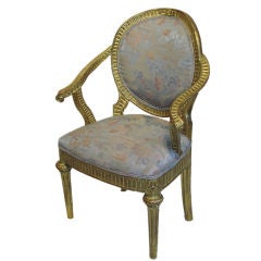 Swedish Gilt Wood Arm Chair