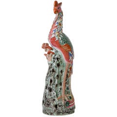 Extemely Tall Chinese Famille Rose Sculpture of a  Phoenix