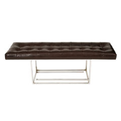 Tufted Leather & Chrome Benches