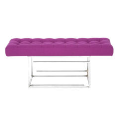 Tufted Fabric & Chrome Bench