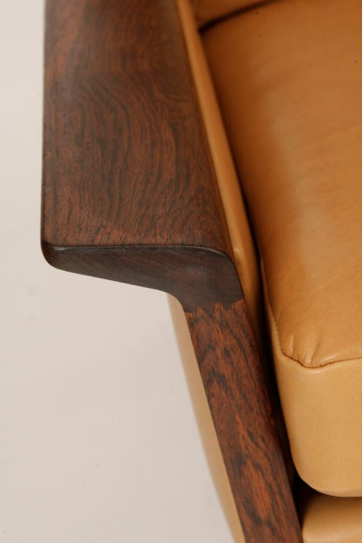 Mid-20th Century Rosewood & Leather Sofa by Hans Olsen