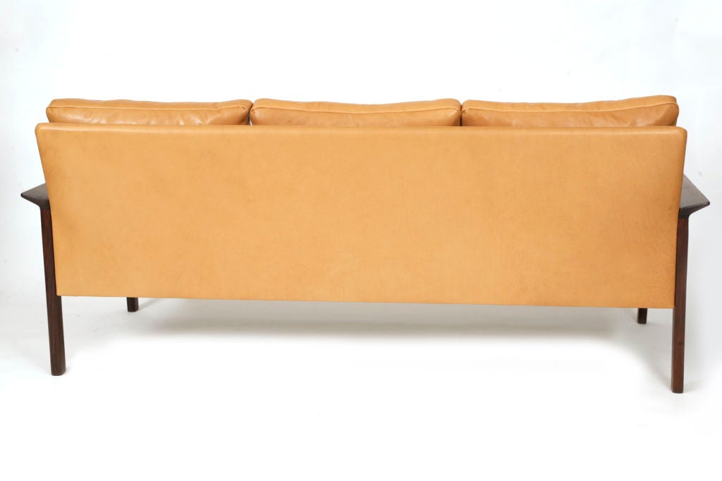 Rosewood & Leather Sofa by Hans Olsen 1