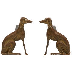 Vintage Bronze Greyhound Andirons