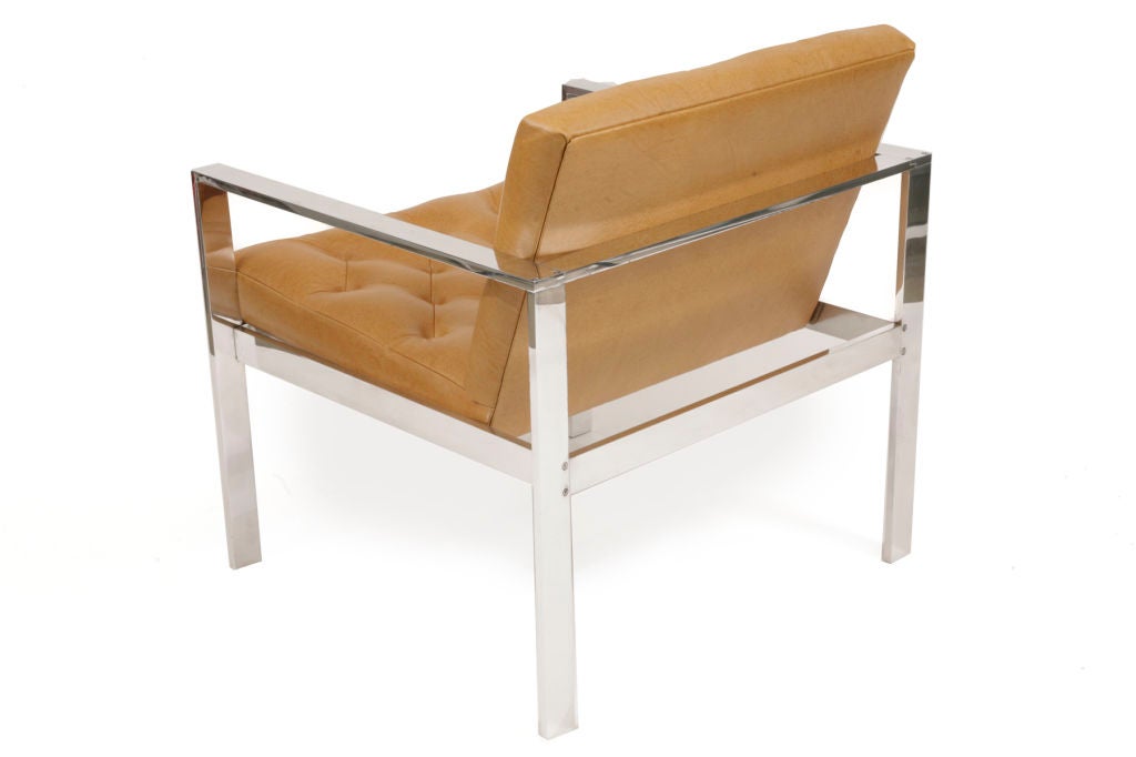 Harvey Probber Leather & Polished Aluminum Lounge Chair In Excellent Condition In Phoenix, AZ