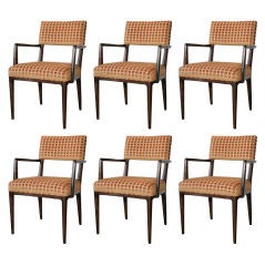 Elegant Walnut 
Cut Velvet Dining Chairs