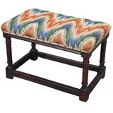 Oak Stool in Flame-Stitch Needlepoint