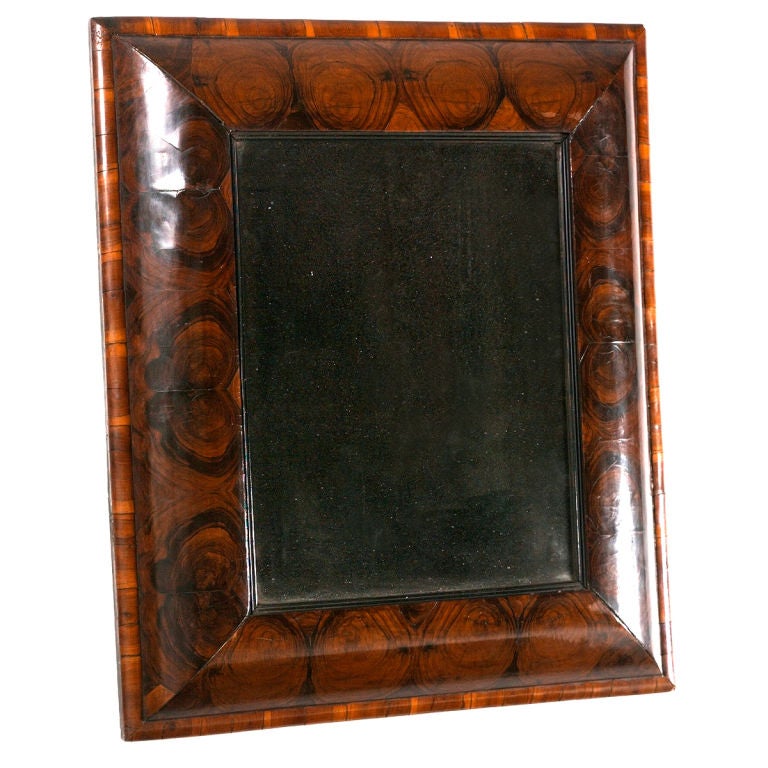 William and Mary Oyster Veneered Cushion Mirror For Sale