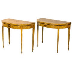 Pair of Satinwood and Mahogany Card Tables