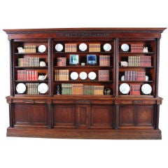Carved Mahogany Bookcase with Twist-Reeded Columns
