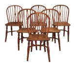 Set of Six Yew Wood and Elm Windsor Side Chairs