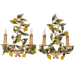 Pair of painted tole wall sconces