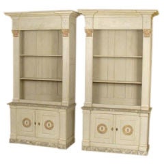 Pair of neo classical  style painted bookcases