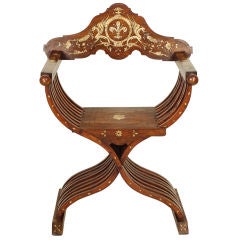 Italian bone inlaid armchair, late 19th century