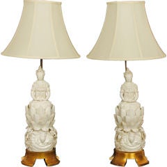 Pair of Chinese blanc de chine lamps, circa 1950