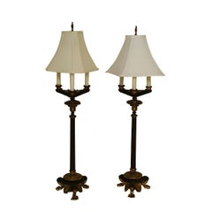 Pair of Empire bronze and gilt bronze lamps