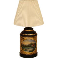 Antique tole tea cannister lamp