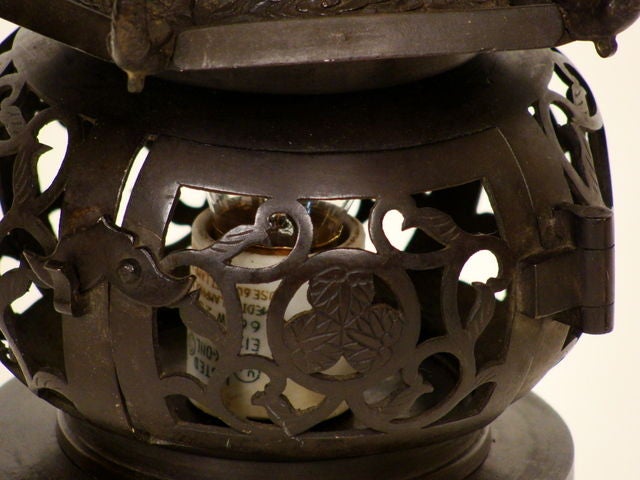 Pair of bronze Chinese lantern lamps 1