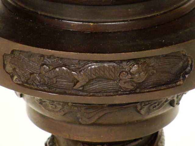 Pair of bronze Chinese lantern lamps 2