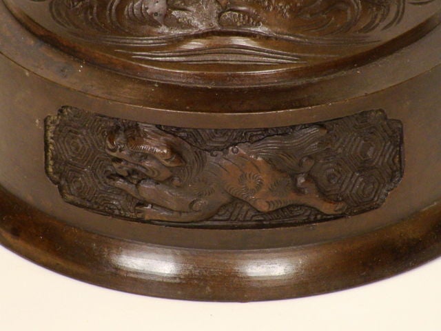 Pair of bronze Chinese lantern lamps 5