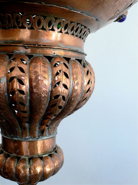 Mid-20th Century Large Vintage Moorish Copper Lantern For Sale
