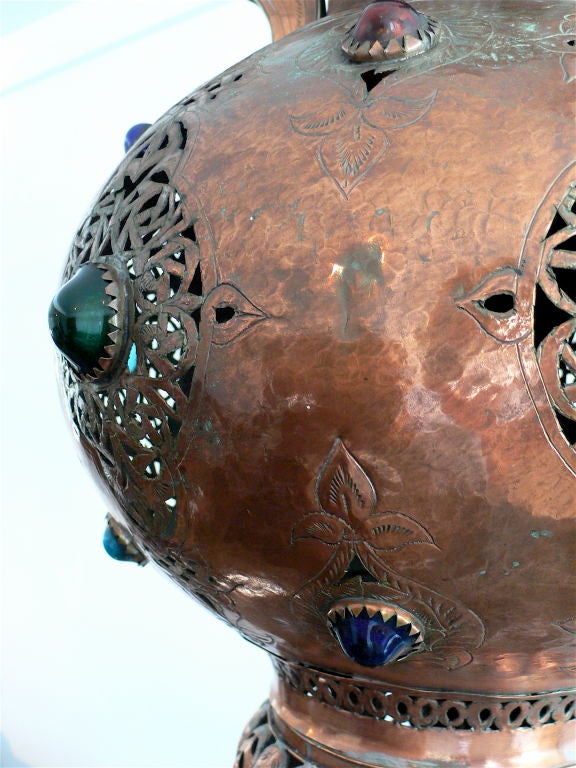 Large Vintage Moorish Copper Lantern For Sale 2