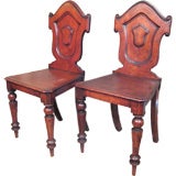 Pair of English cherry hall chairs