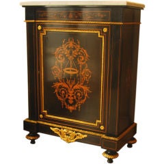 19th Century Italian Ebonized Cabinet with Marquetry