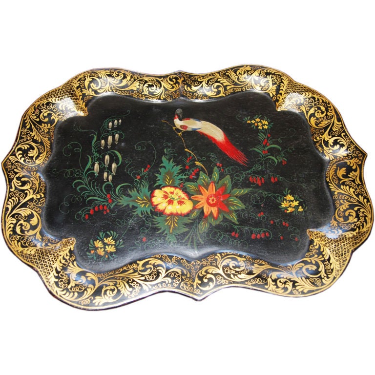 English Hand Painted Tole Tray For Sale