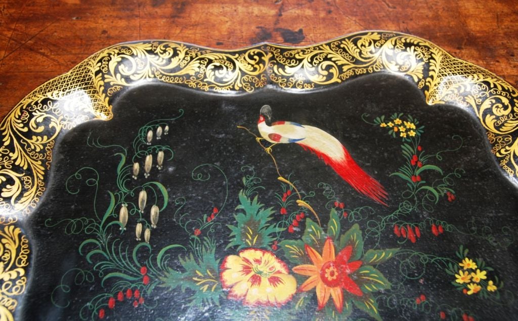 20th Century English Hand Painted Tole Tray For Sale