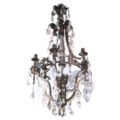 French 19th Century Bronze and Cut Crystal 12 Light Chandelier