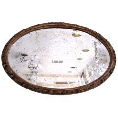 Italian Carved Oval Painted 19th Century Mirror