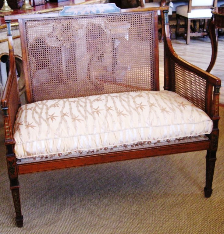 English 19th Century Hepplewhite Style Satinwood Settee