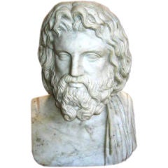 Large Italian Marble Bust of the Mythological God Zeus