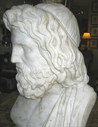 Large Italian Marble Bust of the Mythological God Zeus