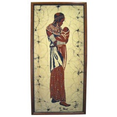 Vintage African Batik Depicting a Mother and Child