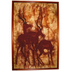Vintage African Batik of Three Gazelles