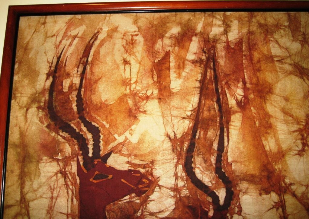 Late 20th Century African Batik of Three Gazelles For Sale