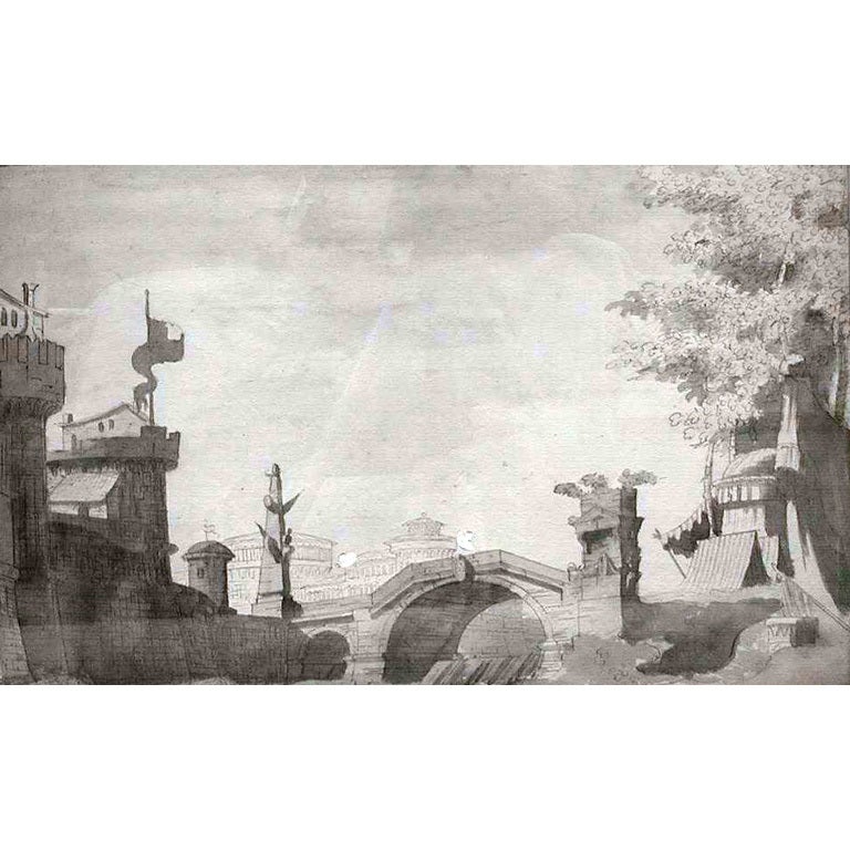A Design for a Stage Set Depicting an Architectural Fantasy For Sale