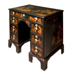 A Rare Queen Anne Black Japanned Kneehole Dressing Table