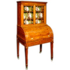 Antique A Fine Regency Kingwood Cylinder Secretaire-bookcase