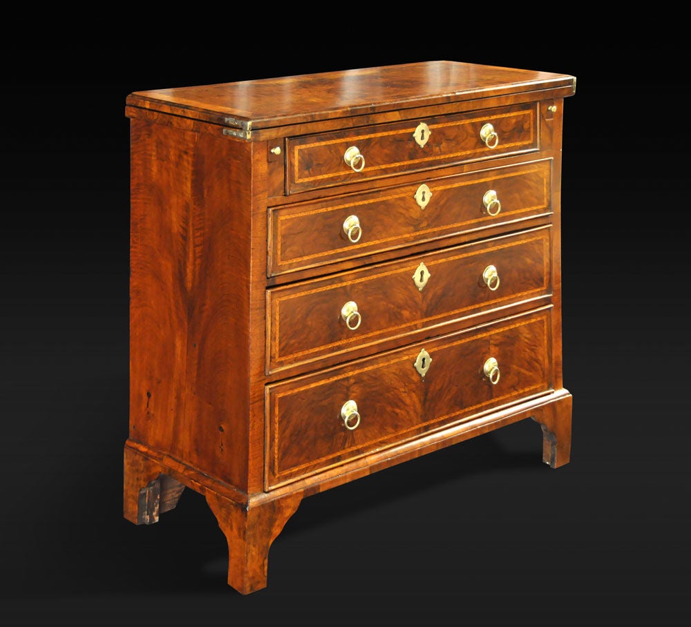 English An Early George II Walnut Bachelor's Chest Of Drawers