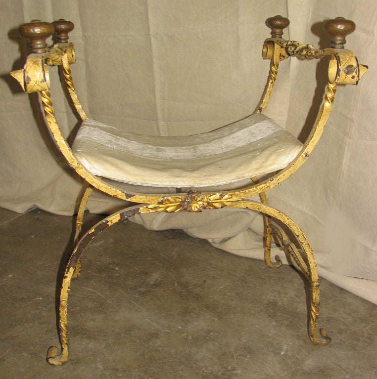 Painted Wrought Iron Bench