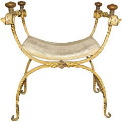 Painted Wrought Iron Bench