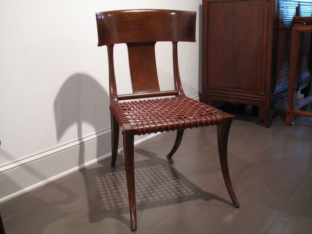 Mahogany Set of Six Klismos Chairs, By T.H. Robsjohn- Gibbings 1961