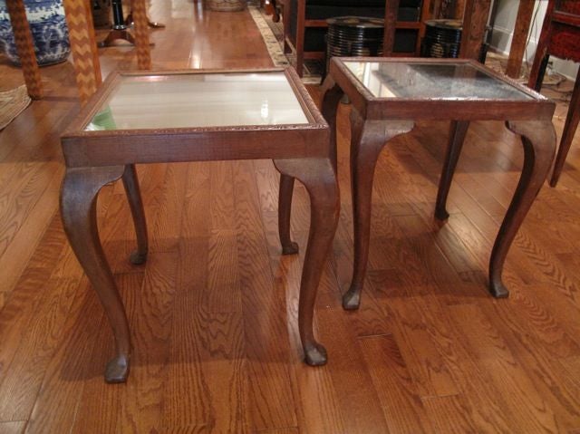 Glass Pair of American Side Tables For Sale