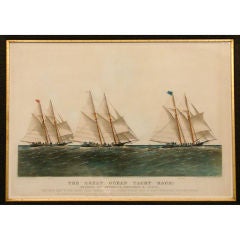 Currier & Ives Colored Yachting Lithograph